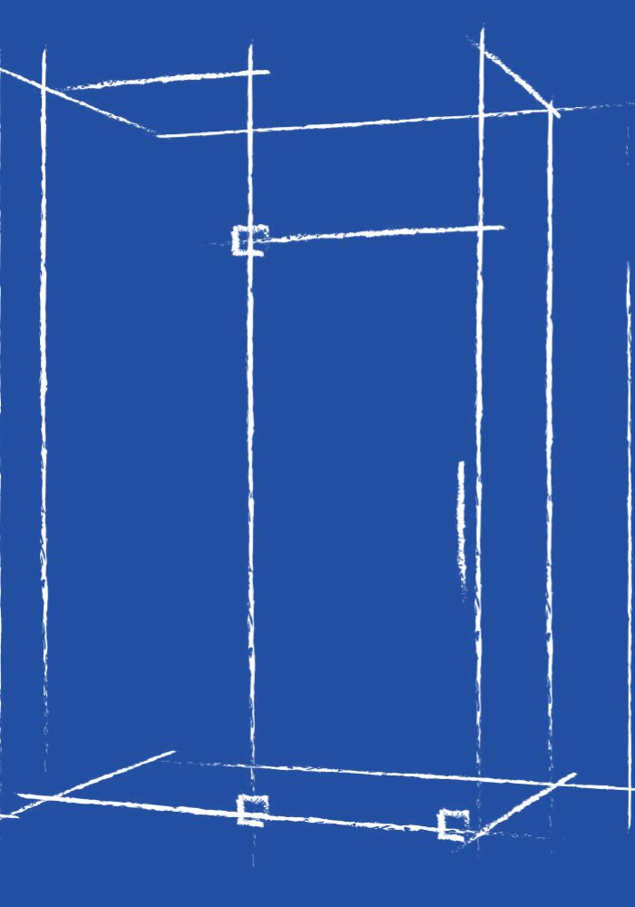 Sketch drawing of a shower enclosure