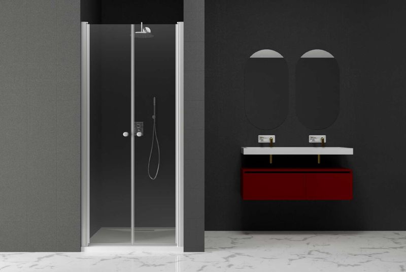 Full-Hinge Saloon Doors Shower Enclosure — Full-Hinge series, alcove