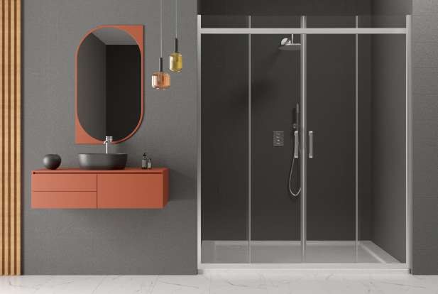 Livorno 2 Fixed 2 Sliding Shower Enclosure — Livorno series, alcove