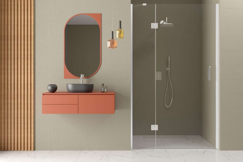 Point-Hinged 1 Fixed 1 Opening Shower Enclosure — Point-Hinged series, alcove