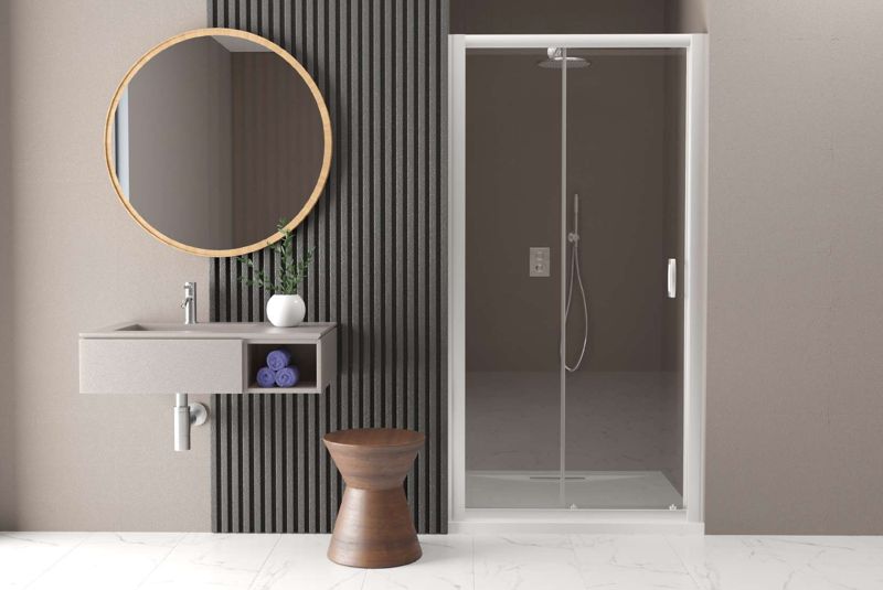 Pratico 1 Fixed 1 Sliding Shower Enclosure — Pratico series, alcove