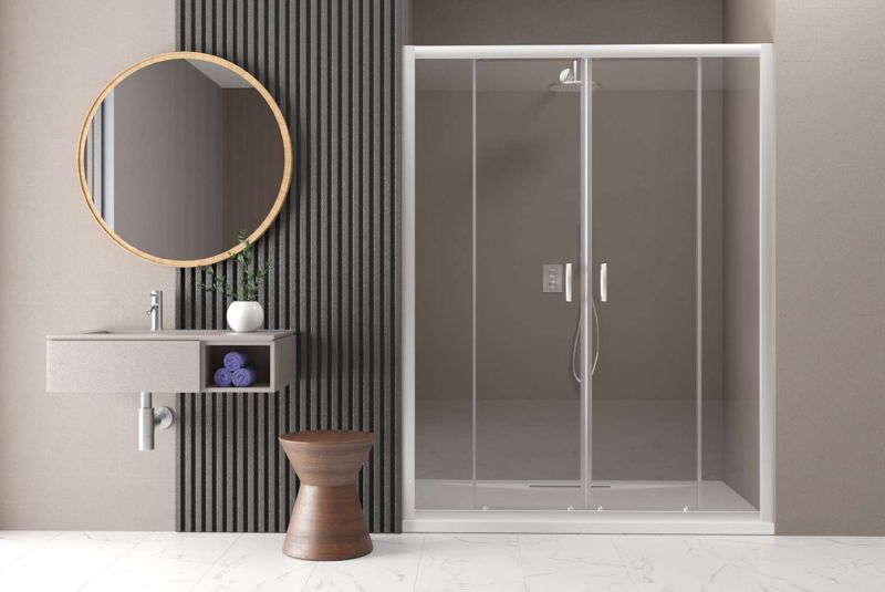 Pratico 2 Fixed 2 Sliding Shower Enclosure — Pratico series, alcove