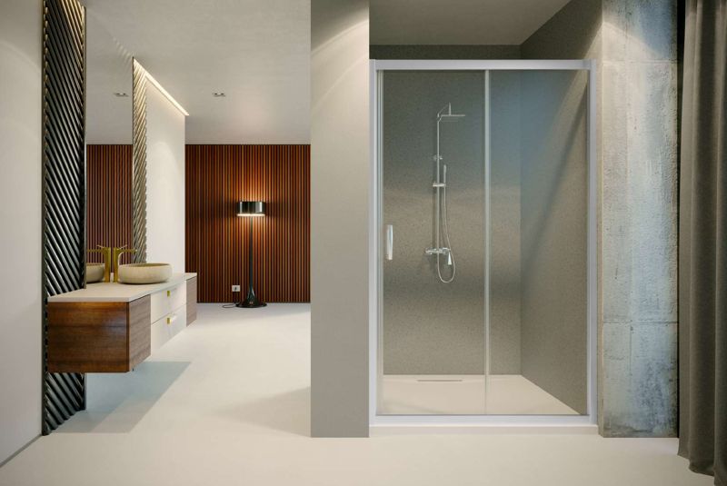 Sliding Glass 1 Fixed 1 Sliding Shower Enclosure — Sliding Glass series, alcove