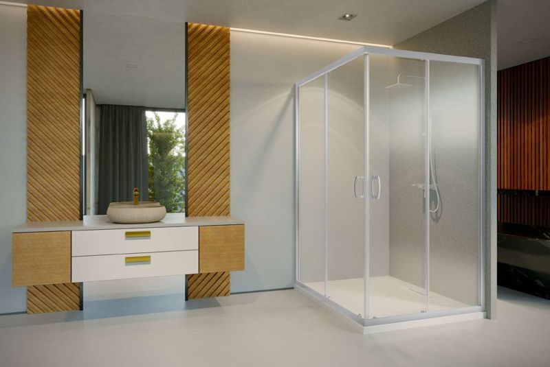 Sliding Glass Corner Shower Enclosure — Sliding Glass series, corner