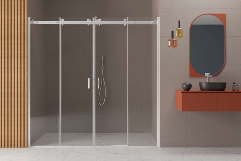 Top-Hung 2 Fixed 2 Sliding Shower Enclosure — Top-Hung series, alcove